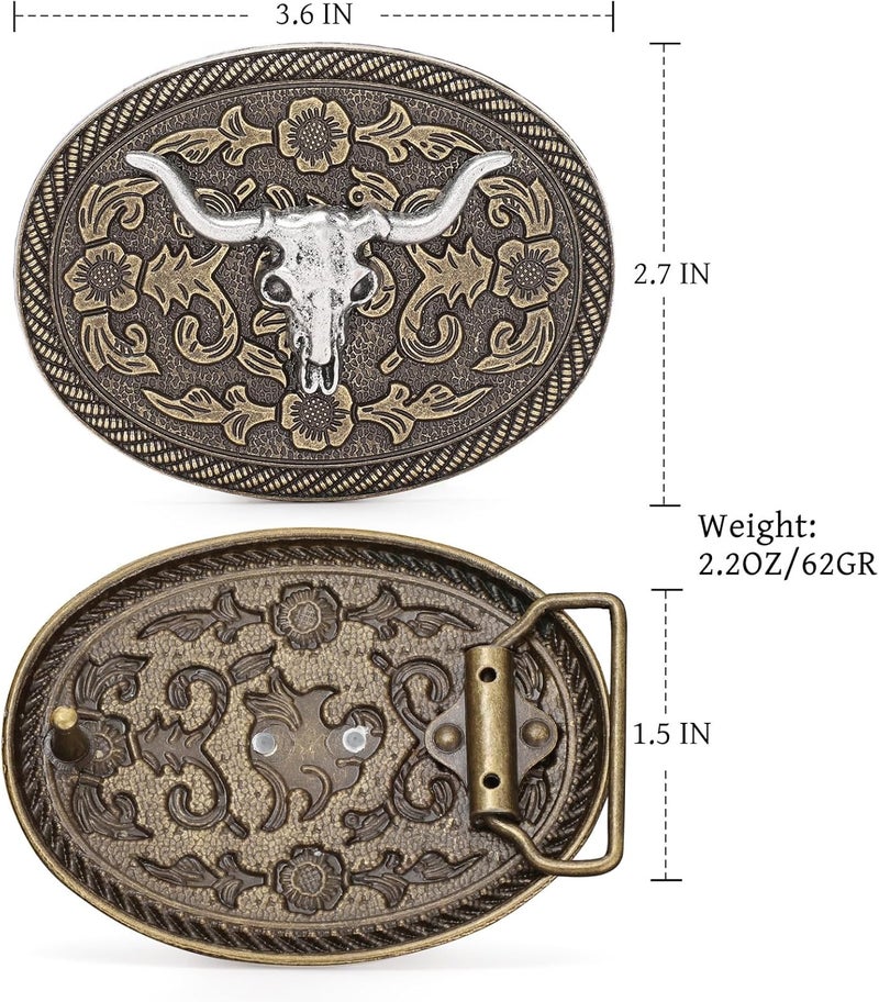 Sansths Cowboy Belt Buckle, Western Belt Buckles for Men Women Texas Bull Rodeo Cowgirl Belt Buckle - Image 5
